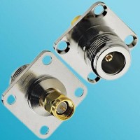 4 Hole Panel Mount N Female to SMA Male RF Adapter