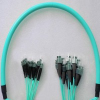 12 Fiber Armored Breakout FC ST OM3 Multimode Patch Cable