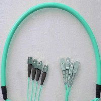 4 Fiber Armored Breakout FC SC OM3 Multimode Patch Cable