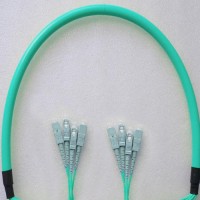 4 Fiber Armored Breakout SC SC OM3 Multimode Patch Cable