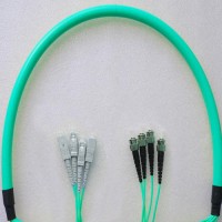 4 Fiber Armored Breakout SC ST OM3 Multimode Patch Cable