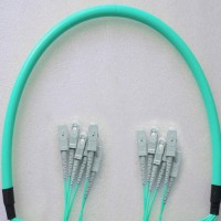 6 Fiber Armored Breakout SC SC OM4 Multimode Patch Cable
