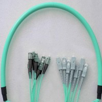 8 Fiber Armored Breakout FC SC OM3 Multimode Patch Cable