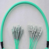 8 Fiber Armored Breakout LC SC OM4 Multimode Patch Cable