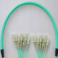 8 Fiber Armored Breakout SC SC OM3 Multimode Patch Cable