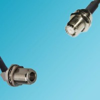 N Bulkhead Female Right Angle to Mini UHF Bulkhead Female RF Cable