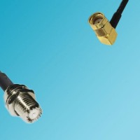 Mini UHF Bulkhead Female to RP SMA Male Right Angle RF Coaxial Cable