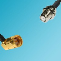 Mini UHF Bulkhead Female to SMA Male Right Angle RF Coaxial Cable