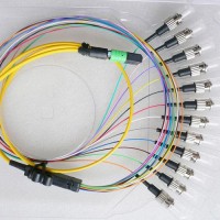 12 Fiber MTP/APC ST 9/125 OS2 Singlemode Fanout Patch Cable