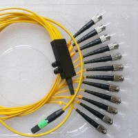12 Fiber MPO/APC ST 9/125 OS2 Singlemode Fanout Patch Cable