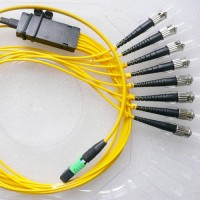 8 Fiber MPO/APC ST 9/125 OS2 Singlemode Fanout Patch Cable