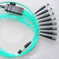 8 Fiber MPO ST 50/125 OM3 Multimode Fanout Patch Cable