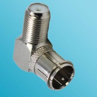 Right Angle F Female to F Male Quick Push-on RF Adapter