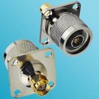 4 Hole Panel Mount N Male to SMA Male RF Adapter