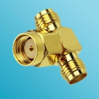 T Type RP SMA Male to Two SMA Female Adapter 3 Way