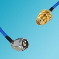 N Male Right Angle to SMA Bulkhead Female Semi-Flexible Cable