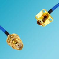 SMA Bulkhead Female to SMA 4 Hole Female Semi-Flexible Cable