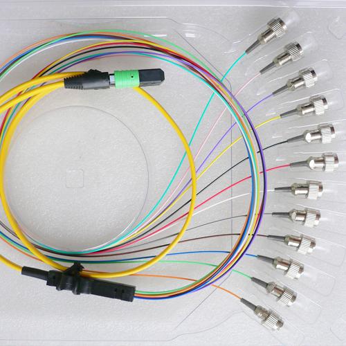 12 Fiber MPO/APC FC 9/125 OS2 Singlemode Fanout Patch Cable