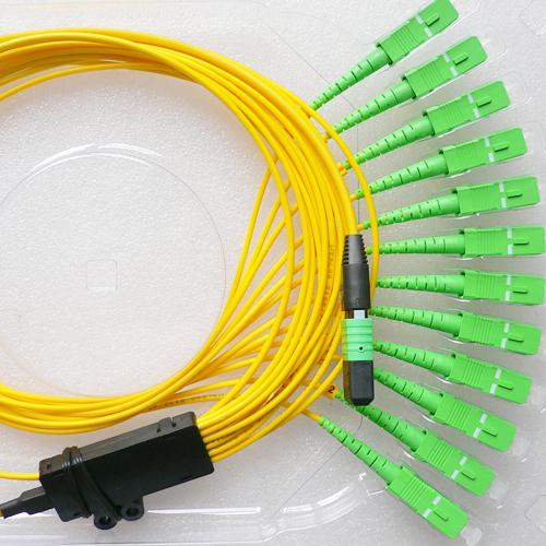 12 Fiber MPO/APC SC/APC 9/125 OS2 Singlemode Fanout Patch Cable