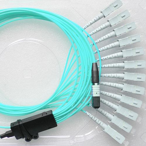 12 Fiber MPO SC 50/125 OM4 Multimode Fanout Patch Cable