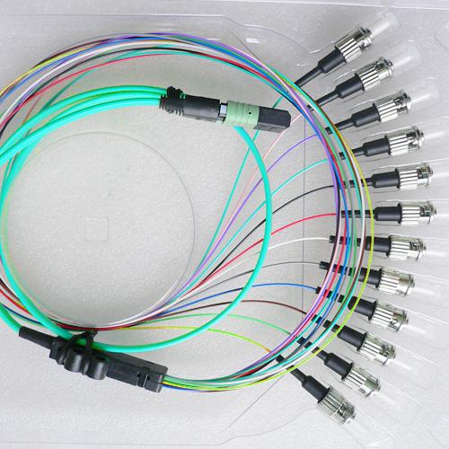 12 Fiber MPO ST 50/125 OM4 Multimode Fanout Patch Cable