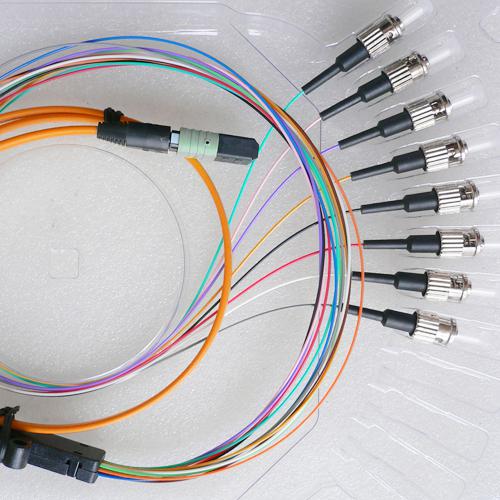 8 Fiber MPO ST 62.5/125 OM1 Multimode Fanout Patch Cable